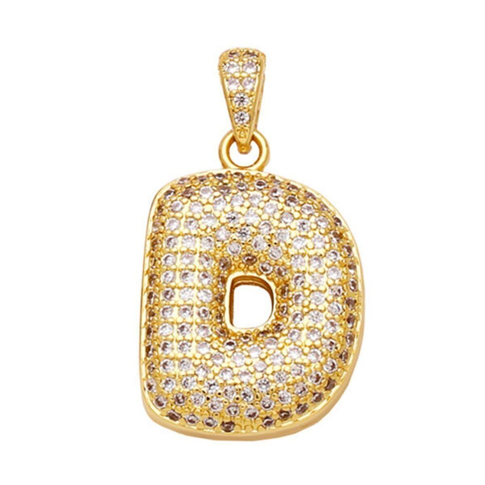 3203 Cubic Zirconia Bubble Letter Charm for Jewelry Making, Alphabeta